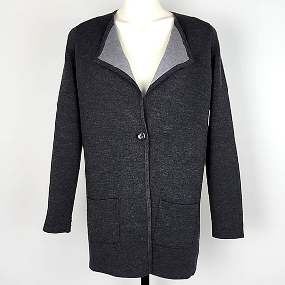 Catherine Malandrino Wool Blend Grey Cardigan Women's Size  Medium - Picture 2 of 11